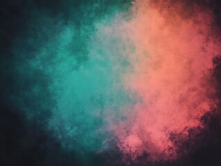 Orange, teal, green, and pink abstract grainy gradient background with noise texture for a summer poster design