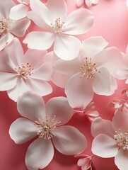 pink and white flowers on pink paper background