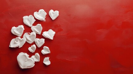 Valentine's and Mother's Day White Hearts on Red Background