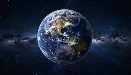 Fototapeta premium Vibrant Earth in space with swirling clouds, cosmic beauty