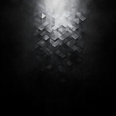 black to white gradient noise texture with glowing geometric shapes for a modern digital poster 