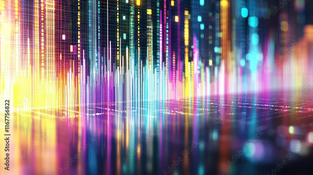 Aufkleber abstract colorful data visualization: a symphony of light and digital information