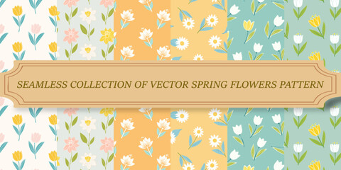 Editable Vector Spring Flowers Pattern with Vibrant Floral Designs for Creative and Artistic Projects