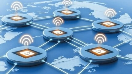 Global Network Connectivity: A Visual Representation of Interconnected Devices and Data Transmission Across the World