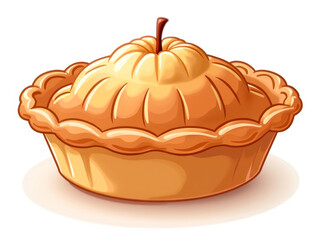 A cartoon apple pie with a golden-brown crust and red filling is illustrated in a realistic style - Generative AI