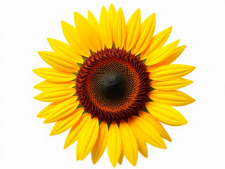 A vibrant sunflower image showcases a full bloom with radiant yellow petals and a symmetrical seed pattern, contrasting against a neutral gray background - Generative AI