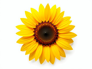 Fototapeta premium Close-up image of a blooming sunflower with vibrant yellow petals, dark brown seed head, and shadows indicating light source - Generative AI