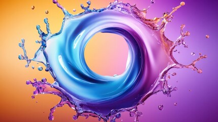 Fototapeta premium A futuristic 3D rendering of colorful liquid splashes forming a spiral