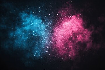 abstract pink and blue color gradients with glowing noise texture over a black background 