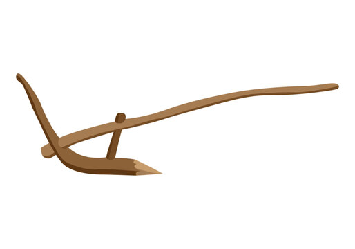 Arado de madera r&uacute;stico en fondo blanco