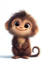 Fototapeta premium Charming Cartoon Monkey. Delightful Animal Character with Playful Expressions and Soft Fur