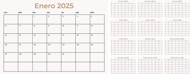 calendario 2024 mensual, grilla cada mes