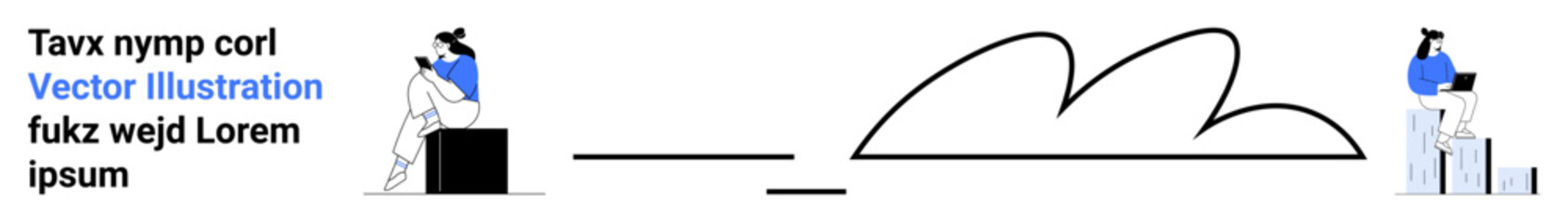 Group of professionals working on laptops, connected by abstract lines and cloud symbol. Ideal for remote work, cloud computing, collaboration, creative projects, business strategy, technology