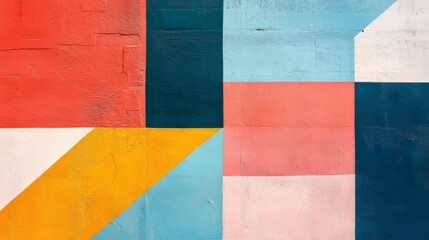 Close-up of a vibrant urban wall texture with modern geometric patterns. Creative background