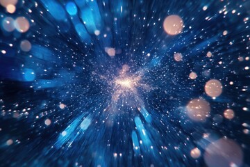 Fototapeta premium Dynamic Blue Burst: Bright Light and Abstract Background with Starry Beams and Soft Blur Effects