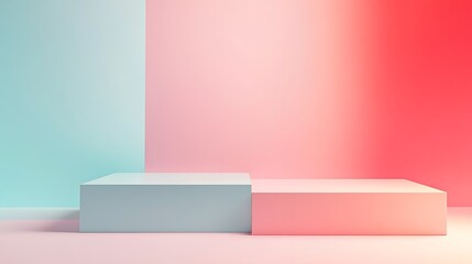 Pastel Cubes Against A Two Tone Wall