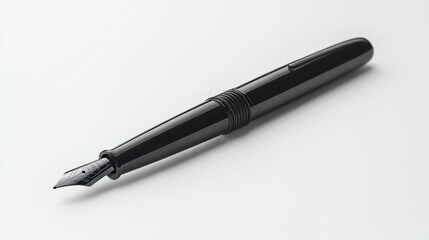 Elegant Black Fountain Pen on White Background