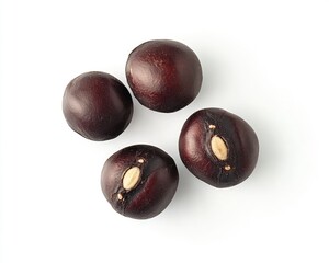 Obraz premium Isolated Black Beans on Crisp White Canvas - A Top View Capture of Healthy Ingredients