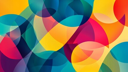 Fototapeta premium Abstract geometric pattern background for brochure cover design with blue, yellow, red, orange, pink, and green vector banner template