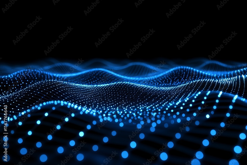 Poster abstract blue digital wave background futuristic technology network data flow elegant design modern 