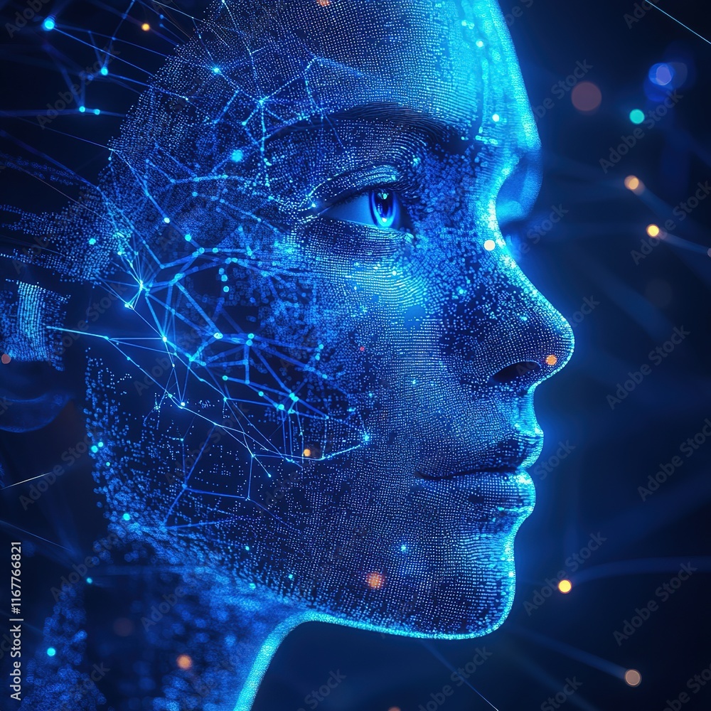 Poster exploring digital transformation artificial intelligence virtual reality graphic representation futu
