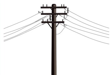Artistic Silhouette of an Electric Pole Against a Minimalist White Canvas