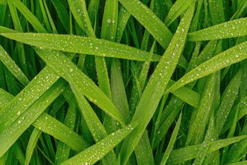 Glistening Morning Dew on Lush Green Grass - A Refreshing Nature Scene