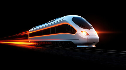 Naklejka premium High speed magnetic train in motion with glowing lights