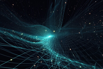 Obraz premium Futuristic blue energy field with interconnected digital networks