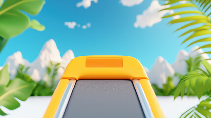 vibrant virtual reality gym with colorful treadmill