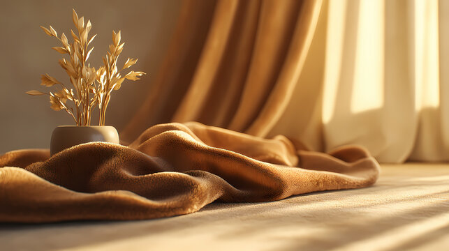 Softly lit, luxurious brown velour fabric with subtle sheen, textured weave, and plush pile, evoking feelings of warmth, comfort, and retro nostalgia. Velour. Illustration