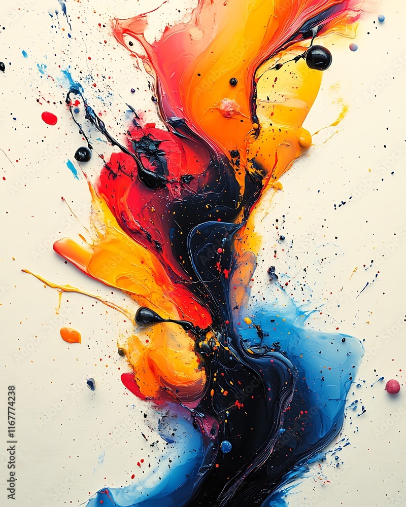 Poster abstract representation of creative innovation arts and media with vibrant splashes of color dynamic