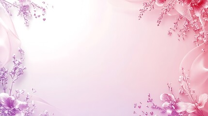 Fototapeta premium Delicate Pink Flowers and Ribbons Design