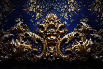 Ornate blue and gold baroque design with intricate detailing