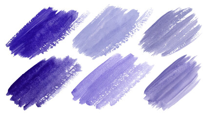 Purple watercolor strokes, artistic brush marks, textured background, creative design elements, abstract art style.