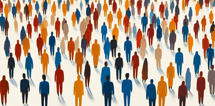 Diverse Cultures. Figures Showing Population Statistics and Interaction