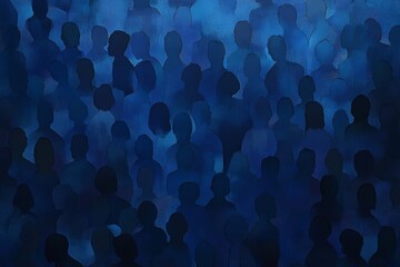 In the hall, a collection of individuals has assembled for an event or performance, with a blank backdrop dividing them.