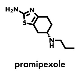 Pramipexole drug molecule. Skeletal formula.