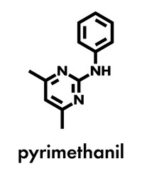 Fototapeta premium Pyrimethanil fungicide molecule. Skeletal formula.