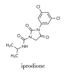 Iprodione fungicide molecule. Skeletal formula.