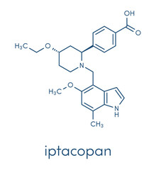 Iptacopan drug molecule. Skeletal formula.