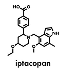 Iptacopan drug molecule. Skeletal formula.