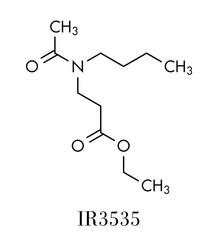 Ethyl butylacetylaminopropionate (IR3535) insect repellent molecule. Skeletal formula.