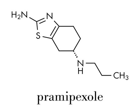Pramipexole drug molecule. Skeletal formula.