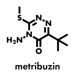 Metribuzin herbicide molecule. Skeletal formula.