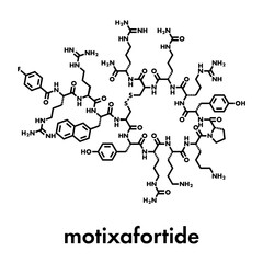 Naklejka premium Motixafortide oncology drug molecule. Skeletal formula.
