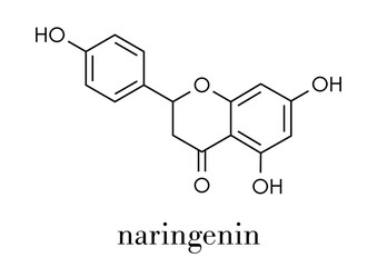 Naringenin herbal flavanone molecule. Skeletal formula.