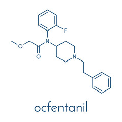 Ocfentanil synthetic opioid drug molecule. Skeletal formula.