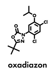 Oxadiazon herbicide molecule. Skeletal formula.