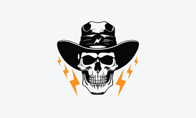 A skull in a cowboy hat 
